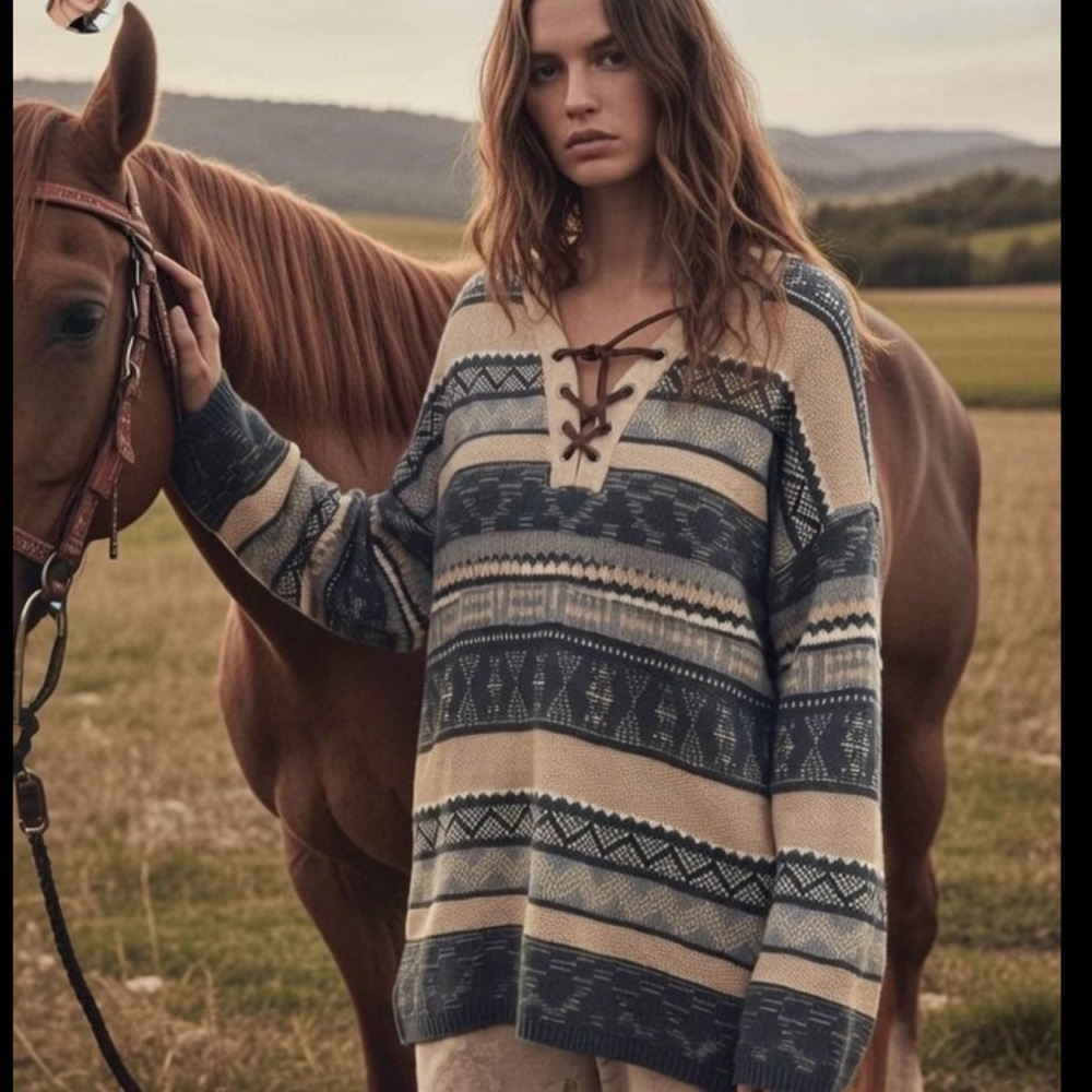 Chaps x Ralph Lauren Yellowstone Cardigan cabin sweater intarsia southwest triba